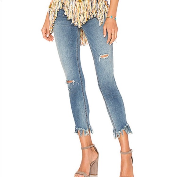 Free People Denim Great Heights Frayed Fringe Skinny Jeans - Picture 3 of 12